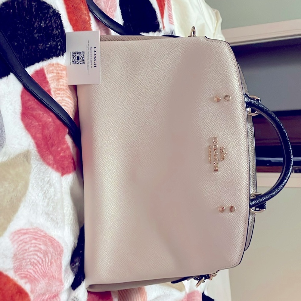 Coach Cream and Black Leather Handbag